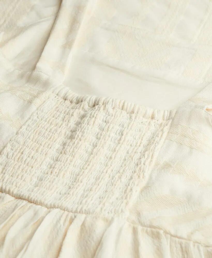 superdry Vestito maxi a balze in 100% cotone – Dusty Ecru 6/7