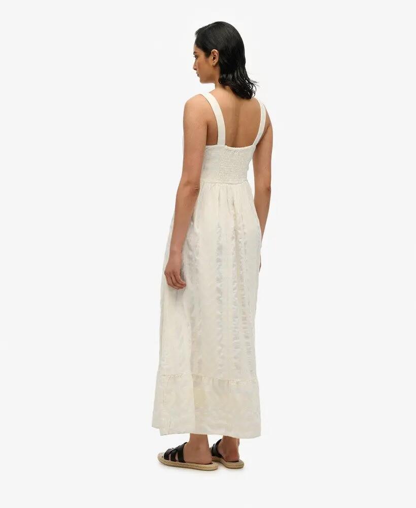 superdry Vestito maxi a balze in 100% cotone – Dusty Ecru 5/7