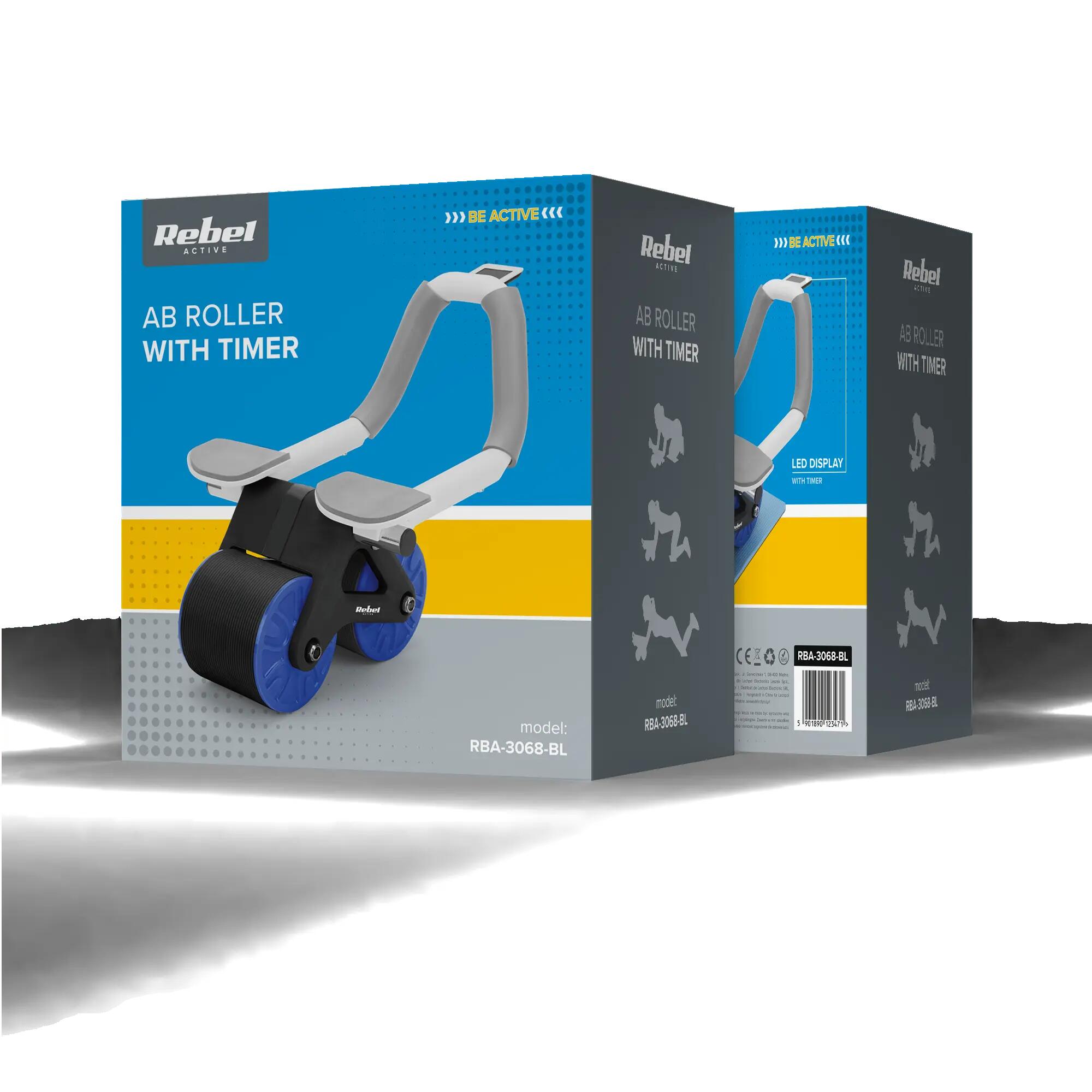 Kółko Roller AB Wheel AB-3 do ćwiczeń mięśni brzucha timer mata Rebel 7/7
