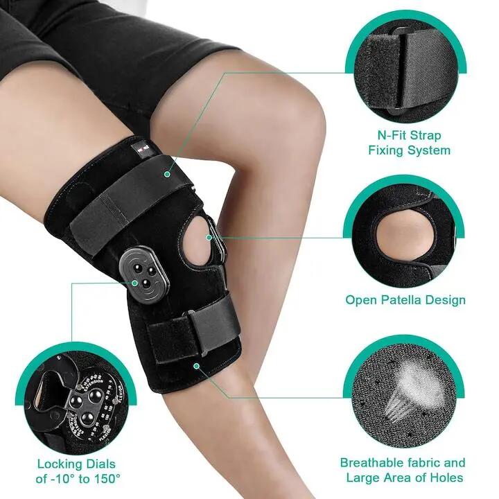 Genouillère médicale avec molettes de serrage et stabilisateurs latéraux pour le 2/5