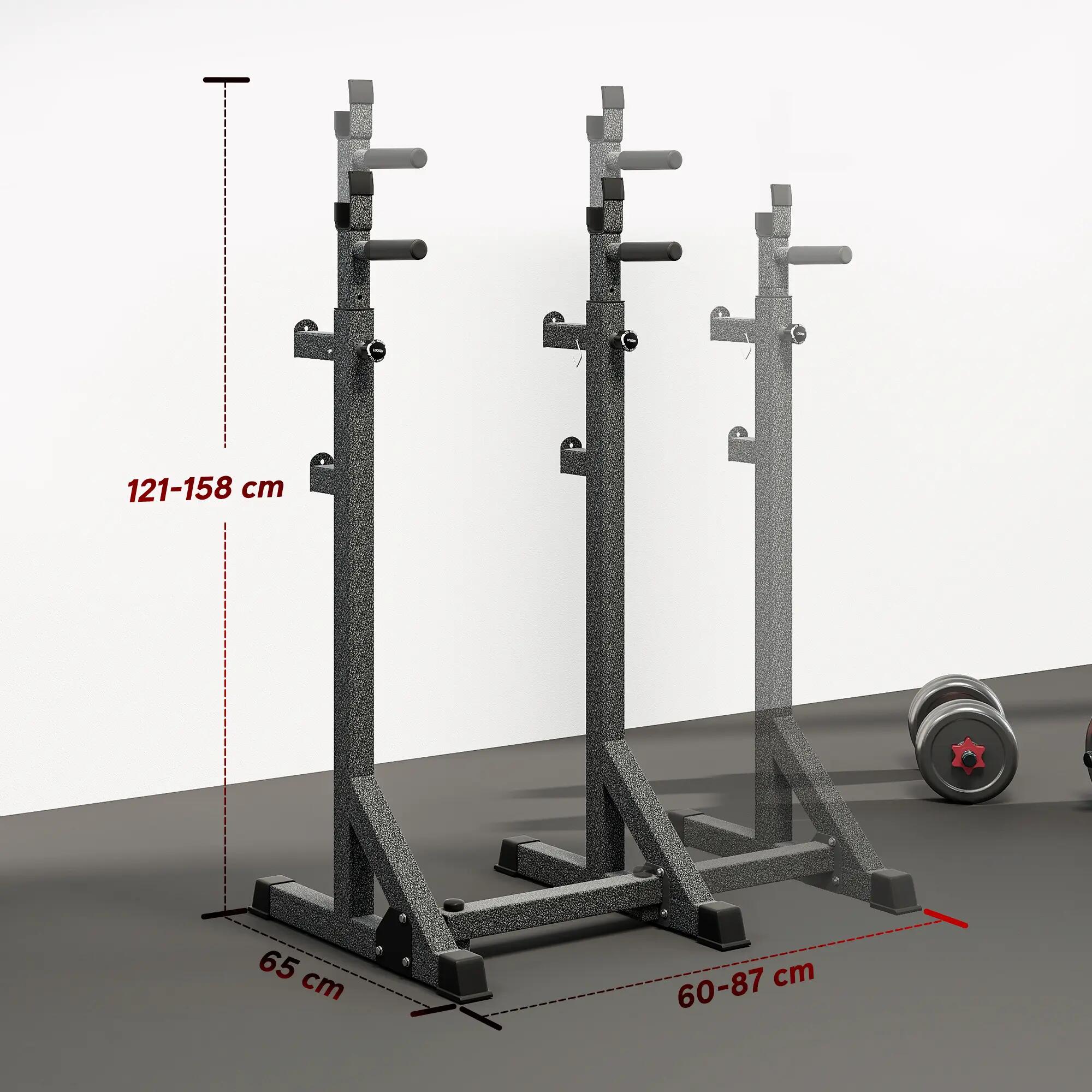 Support pour barres de musculation réglable en largeur et en hauteur, structure 5/9