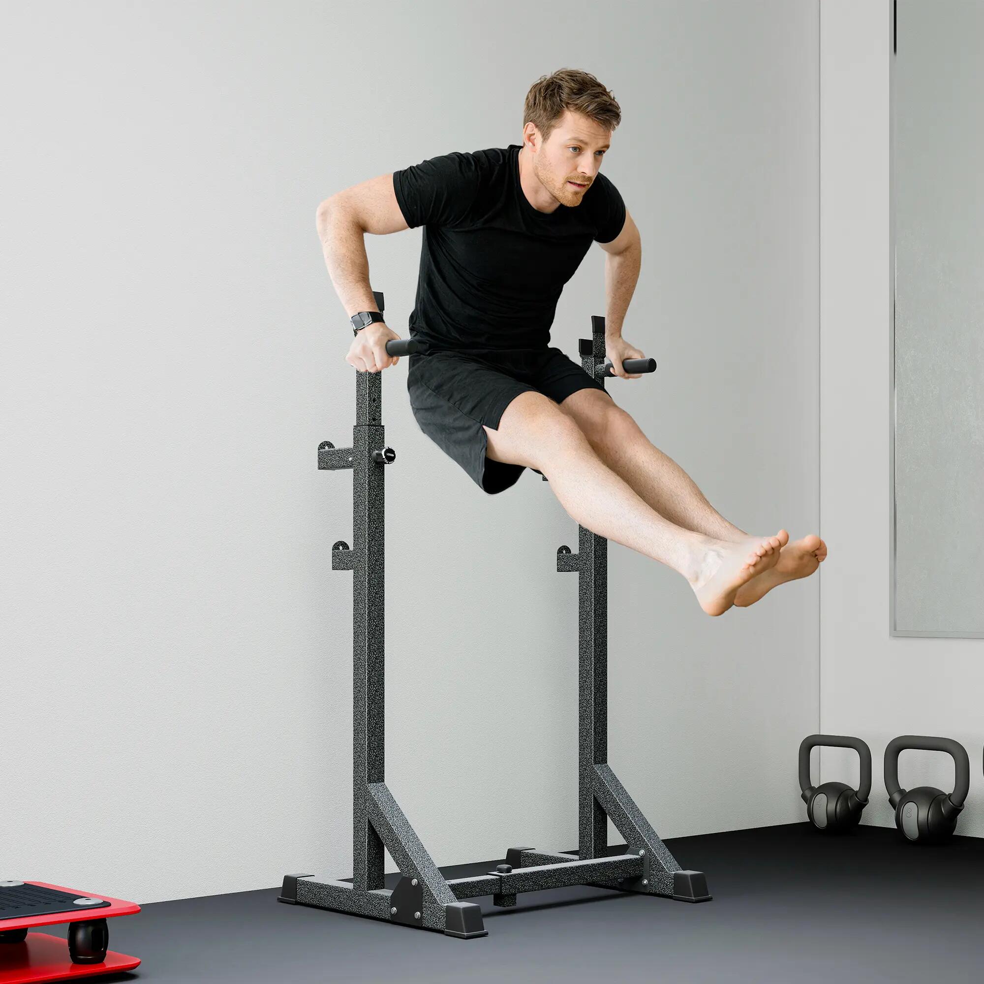 Support pour barres de musculation réglable en largeur et en hauteur, structure 4/9