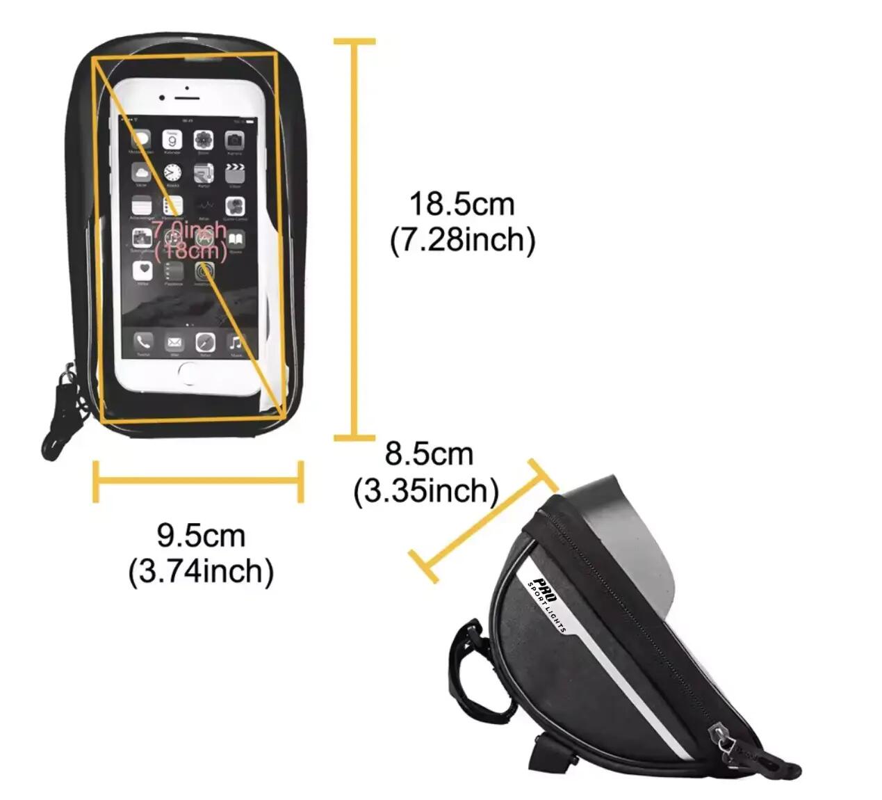Alforja de manillar para bicicleta desmontable con soporte para el móvil negro 9/10