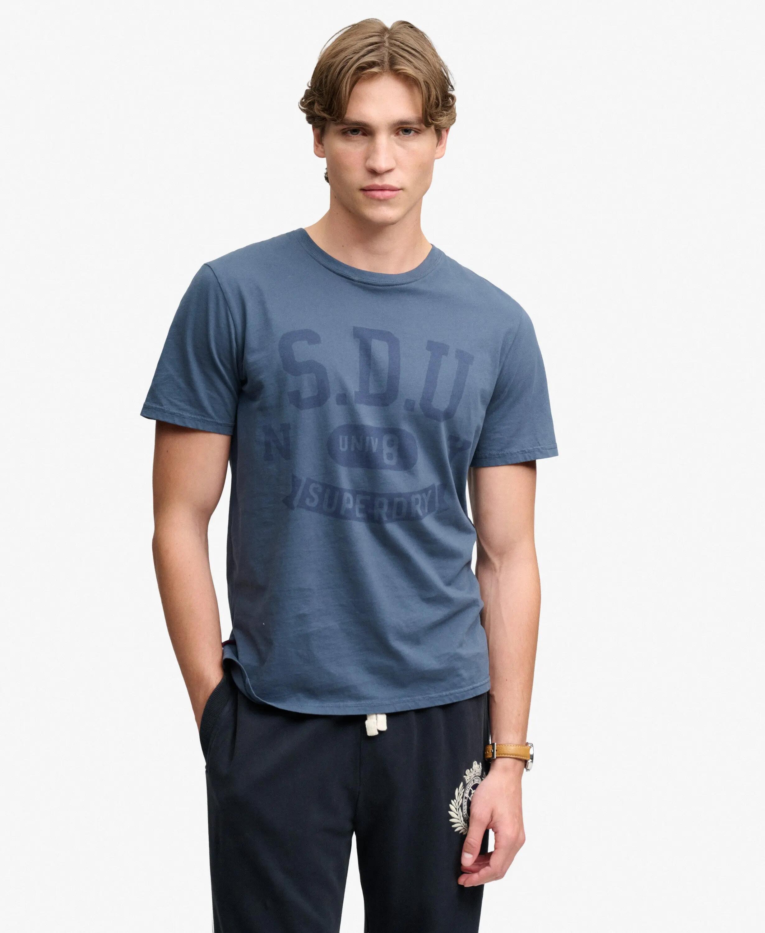 superdry T-shirt Athletic Tonal en coton bio, coupe relaxed – Pilot Mid Blue 2/7