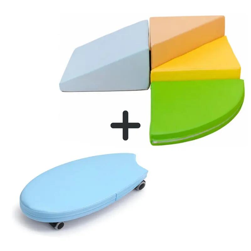 Soft Play Climbing Blocks and Blue Ride-On Toy Set - KUBO LUMO and SURF