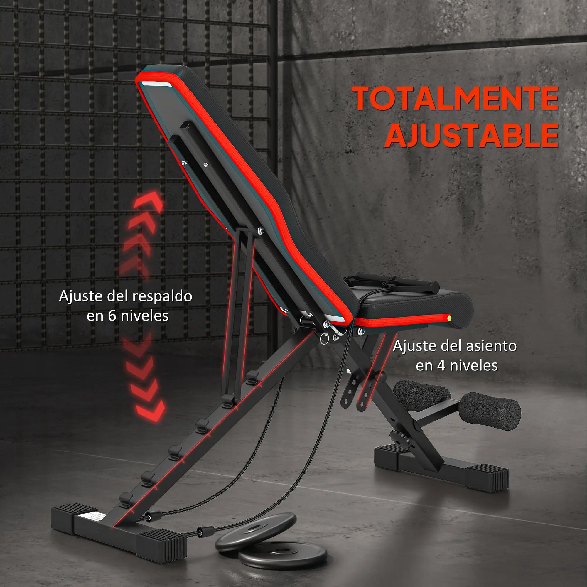 Banc musculation pliable dossier assise réglables extension jambes pupitre noir 6/6