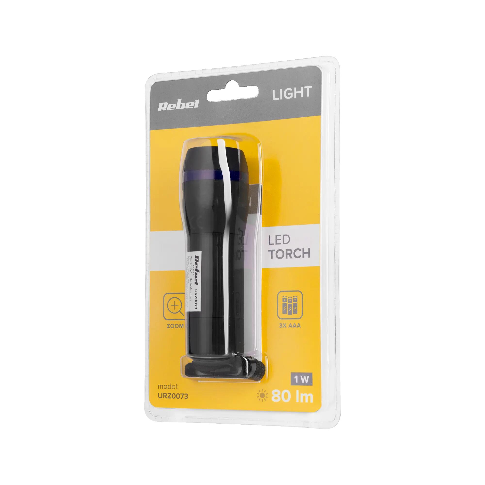 Latarka led ręczna aluminium z funkcją zoom pasek Rebel 3/3