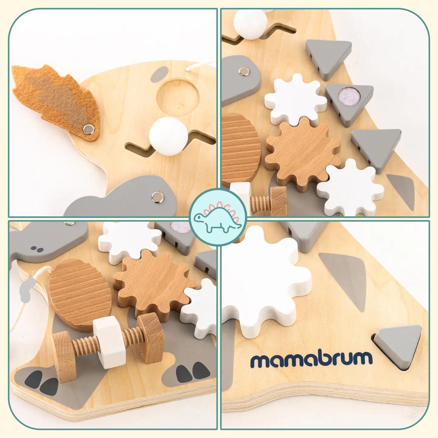 Tablica manipulacyjna dla dzieci drewniana sensoryczna 10 w 1 Montessori 9/14