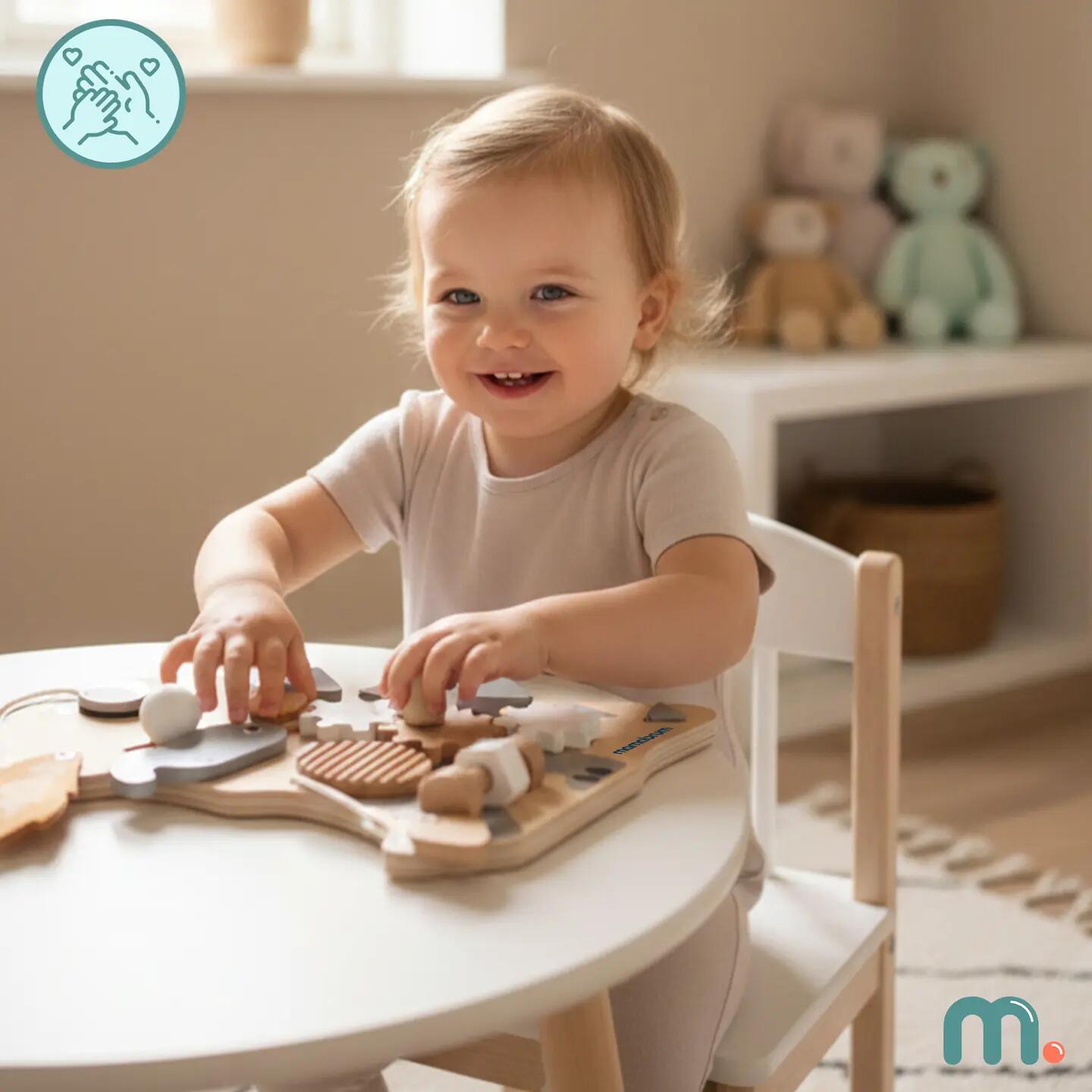 Tablica manipulacyjna dla dzieci drewniana sensoryczna 10 w 1 Montessori 4/14