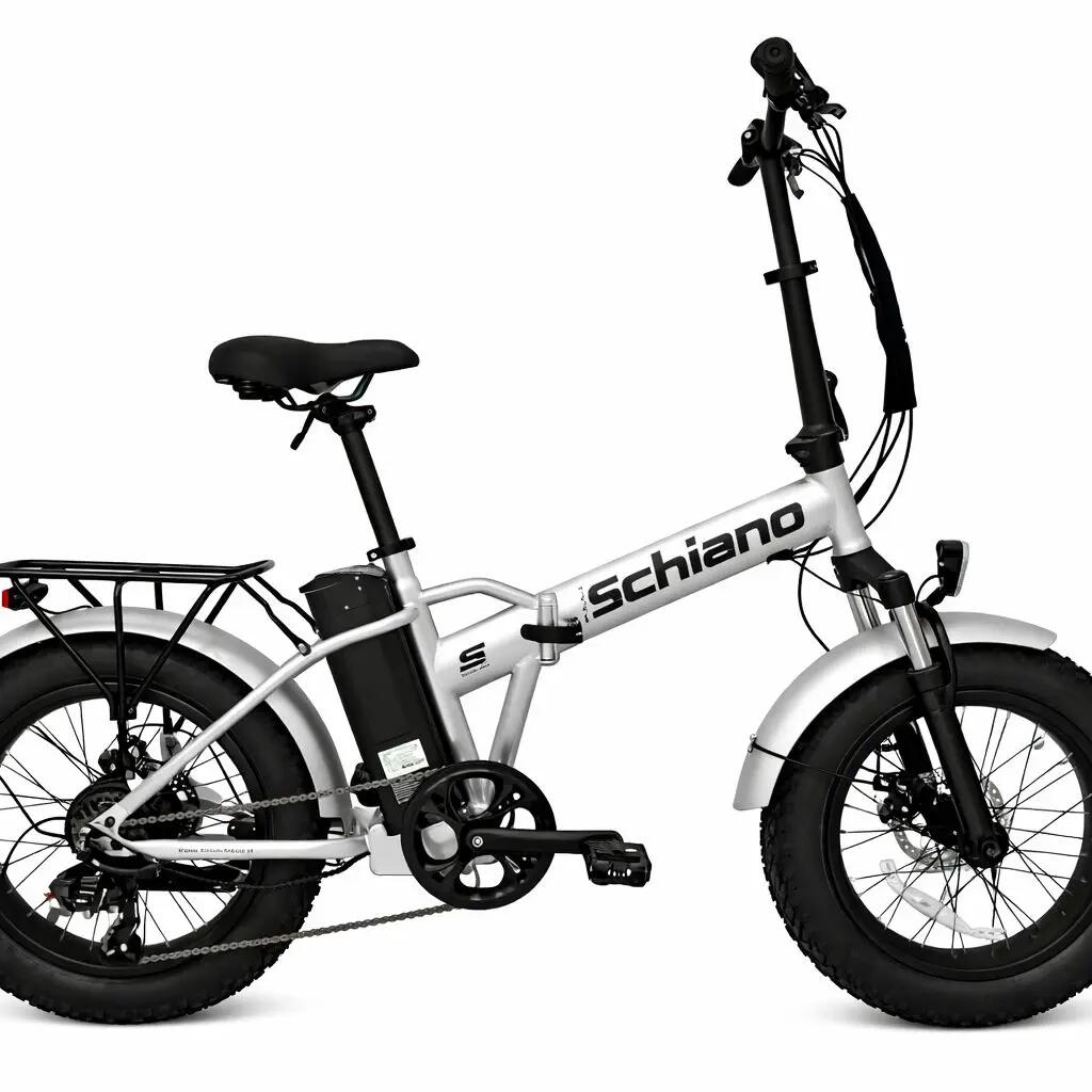 20" foldable fat bike, steel frame, 250 W, 36 V, 10.4 Ah, silver