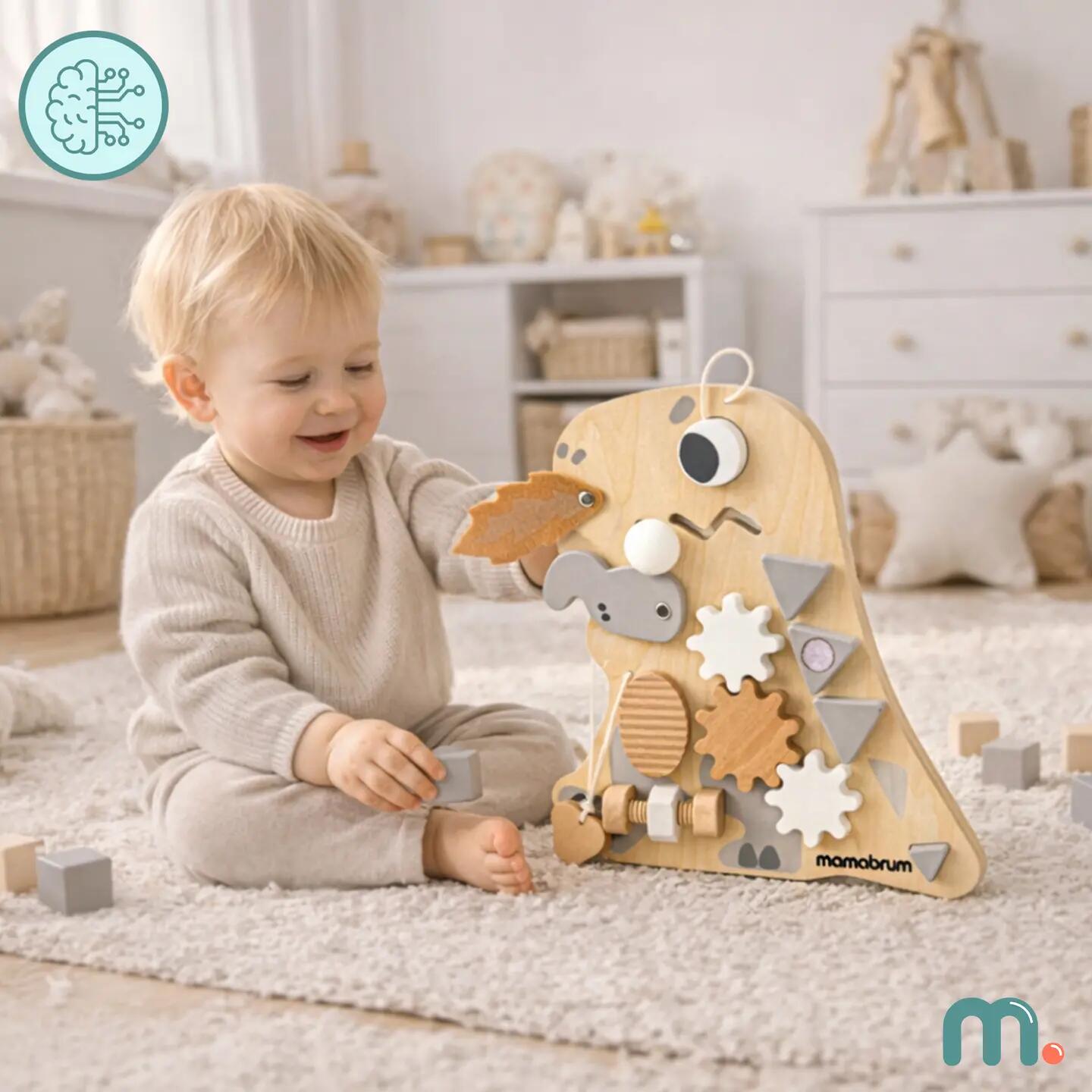 Tablica manipulacyjna dla dzieci drewniana sensoryczna 10 w 1 Montessori 3/14