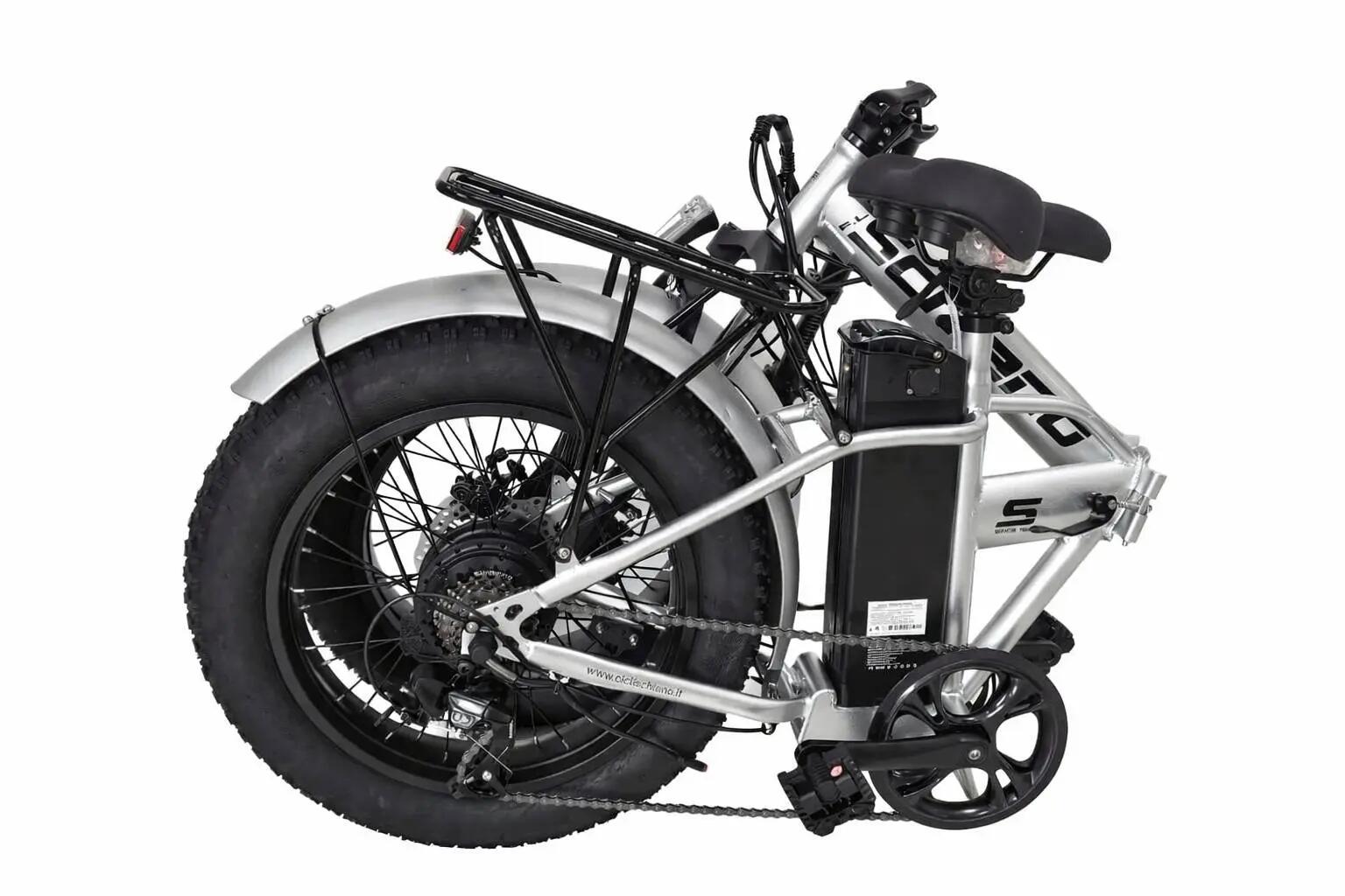Fat Bike Pieghevole 20" Telaio Acciaio 250w 36v 10.4ah Silver 5/5