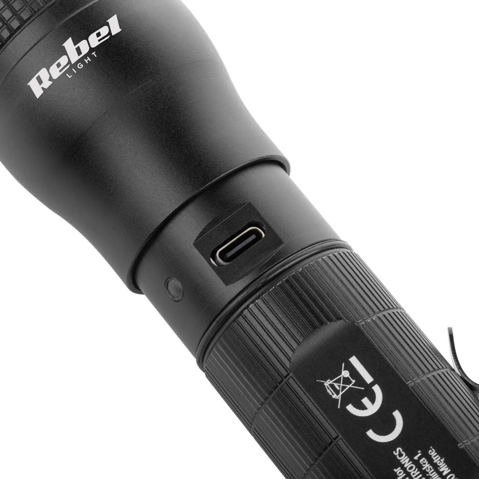 Akumulatorowa latarka ręczna 800lm 10W aluminium Rebel 3/6
