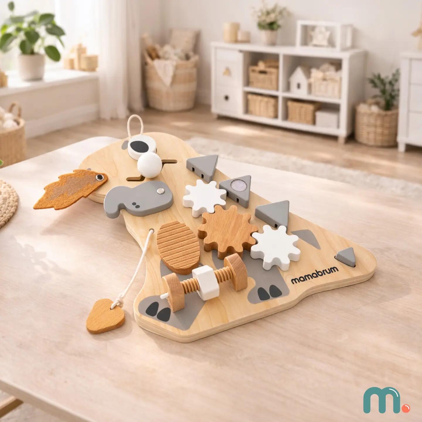 Tablica manipulacyjna dla dzieci drewniana sensoryczna 10 w 1 Montessori 10/14