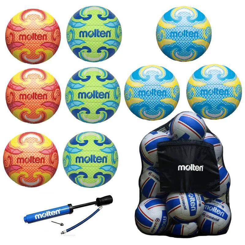 Pachet 9 mingi volei Molten V5B1502 outdoor (3 modele) + sac SBP + pompa DHP21