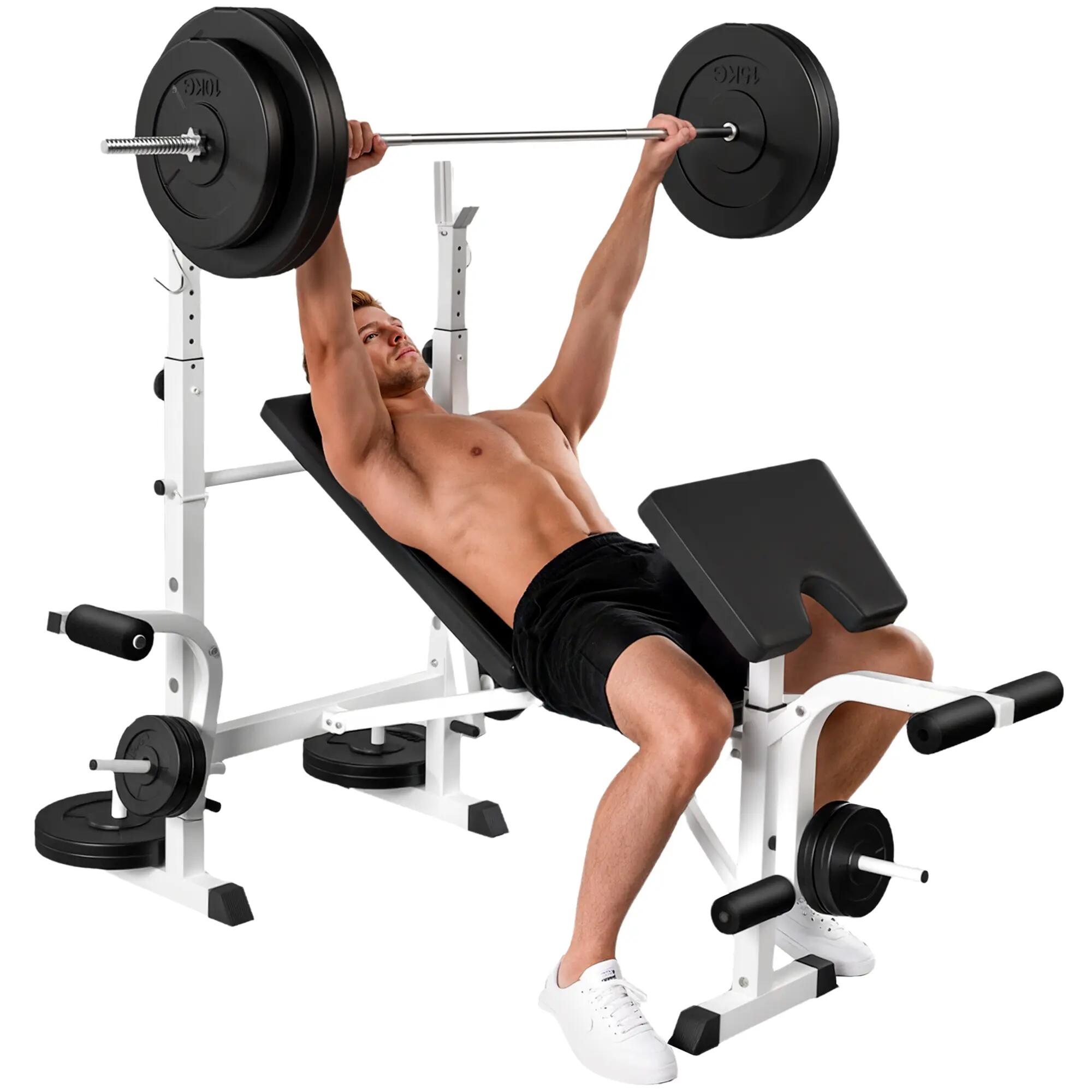 Banc de musculation avec support pour haltères, presse pectorale, presse à 1/9