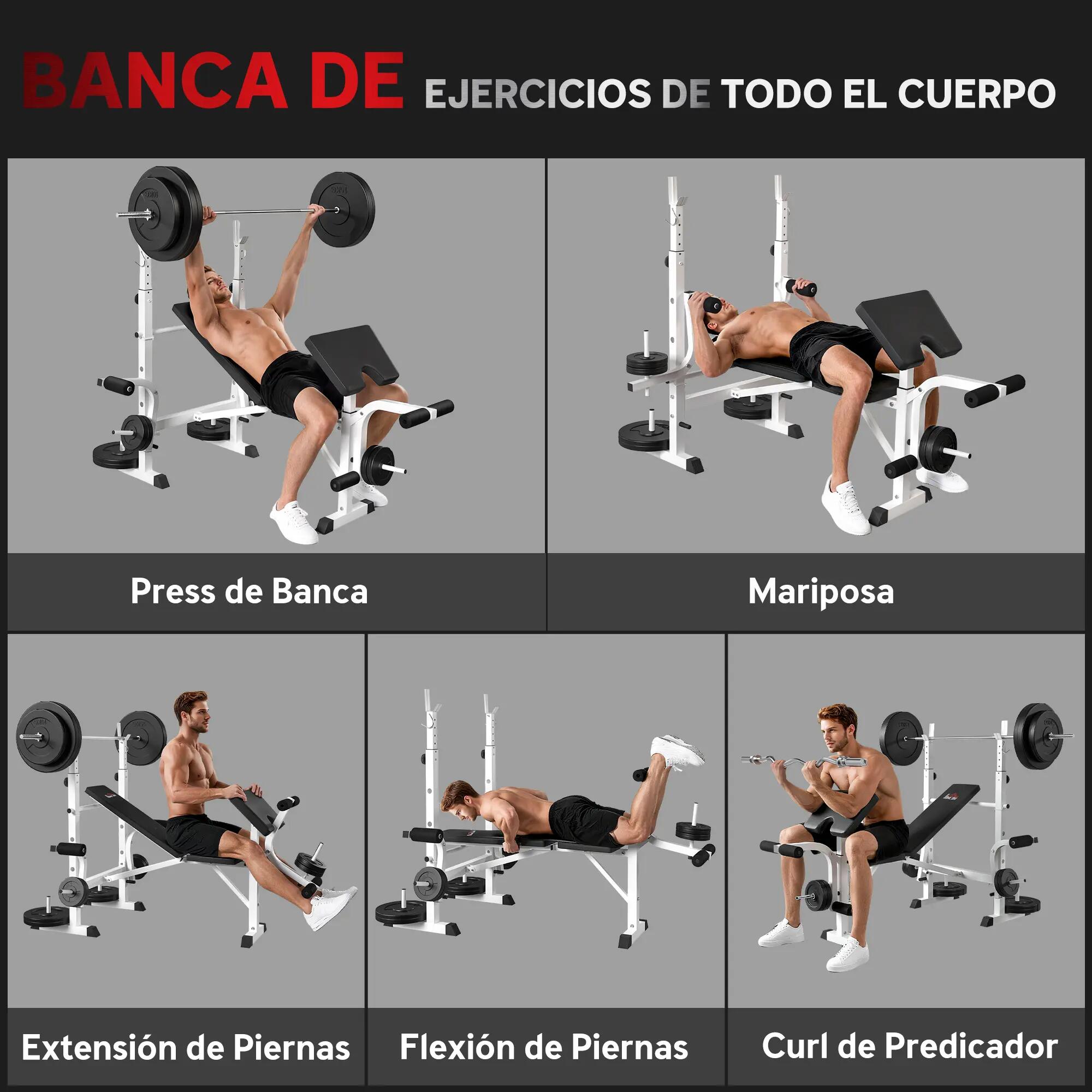 Banc de musculation incliné avec support pour haltères réglable, extension des 6/9