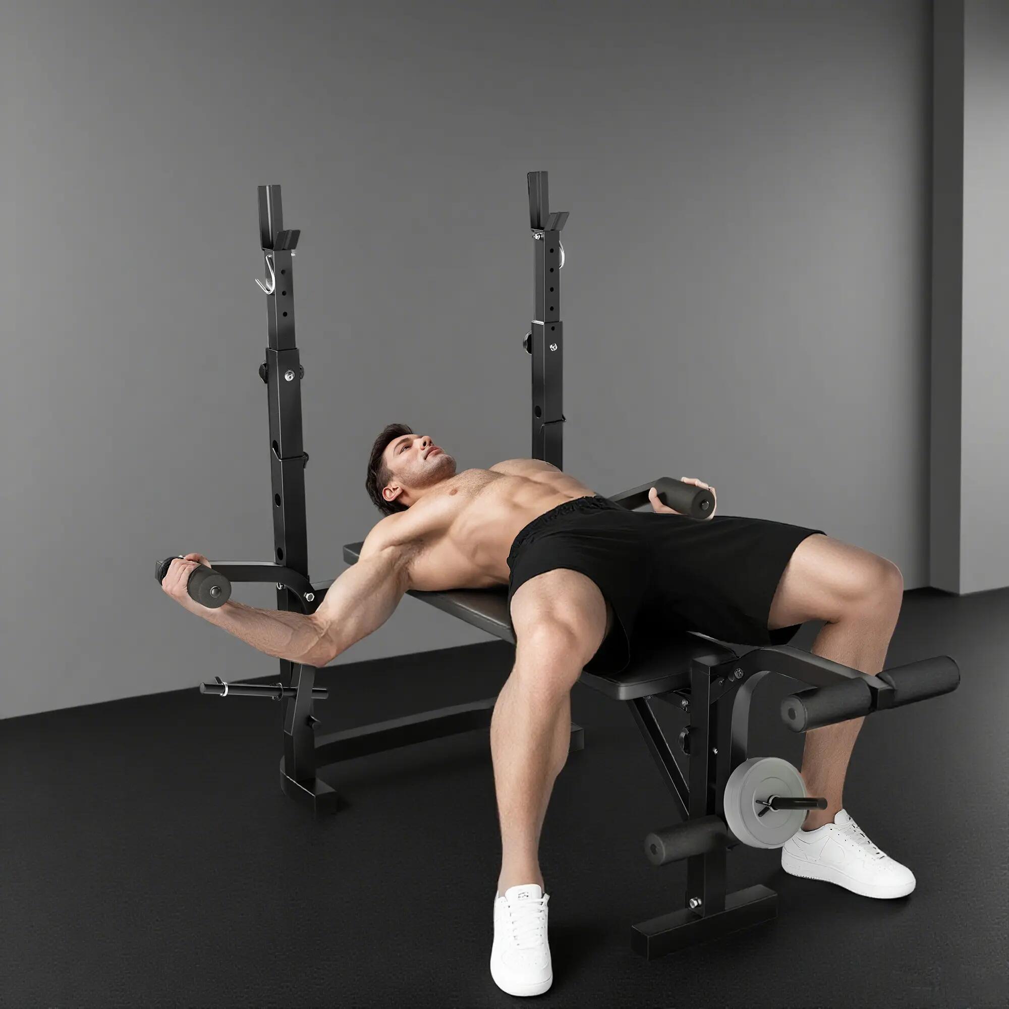 Banc de musculation multifonction réglable avec support pour haltères 4/9