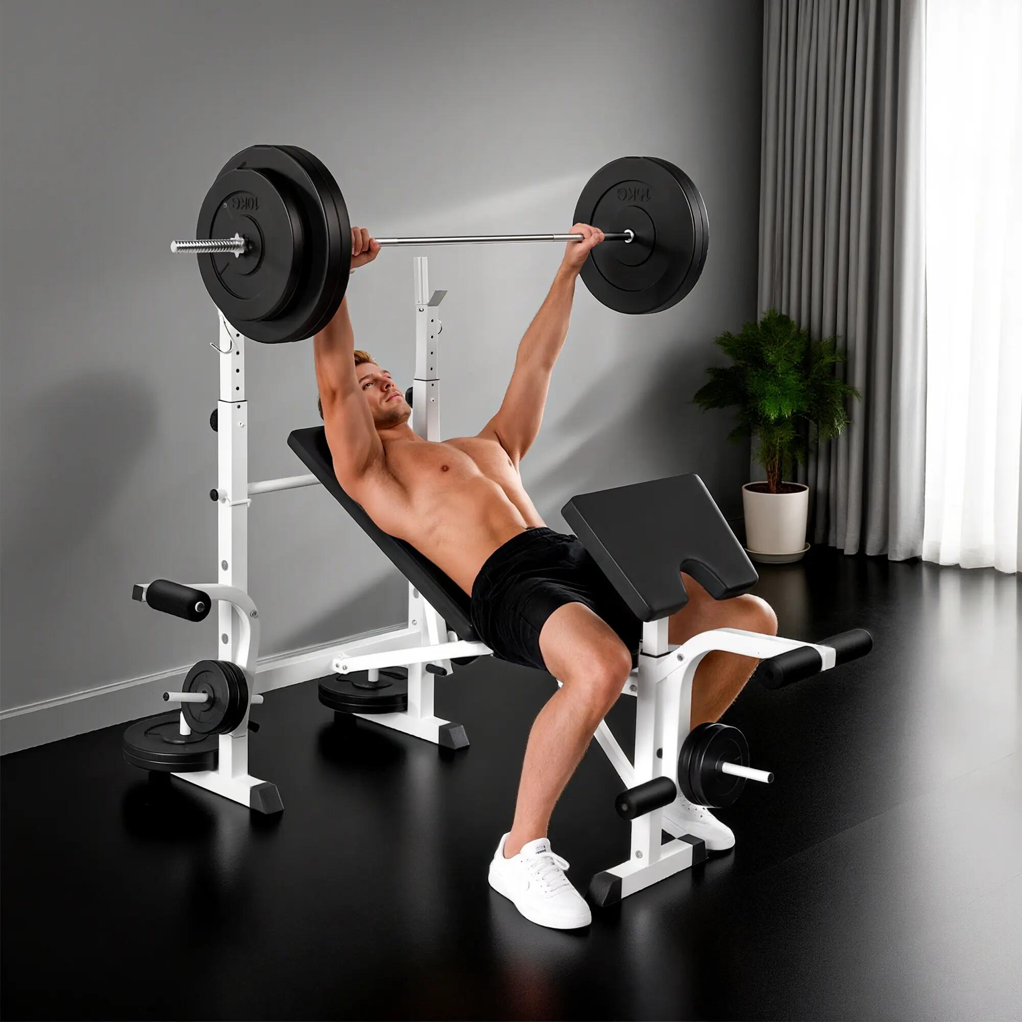 Banc de musculation avec support pour haltères, presse pectorale, presse à 3/9