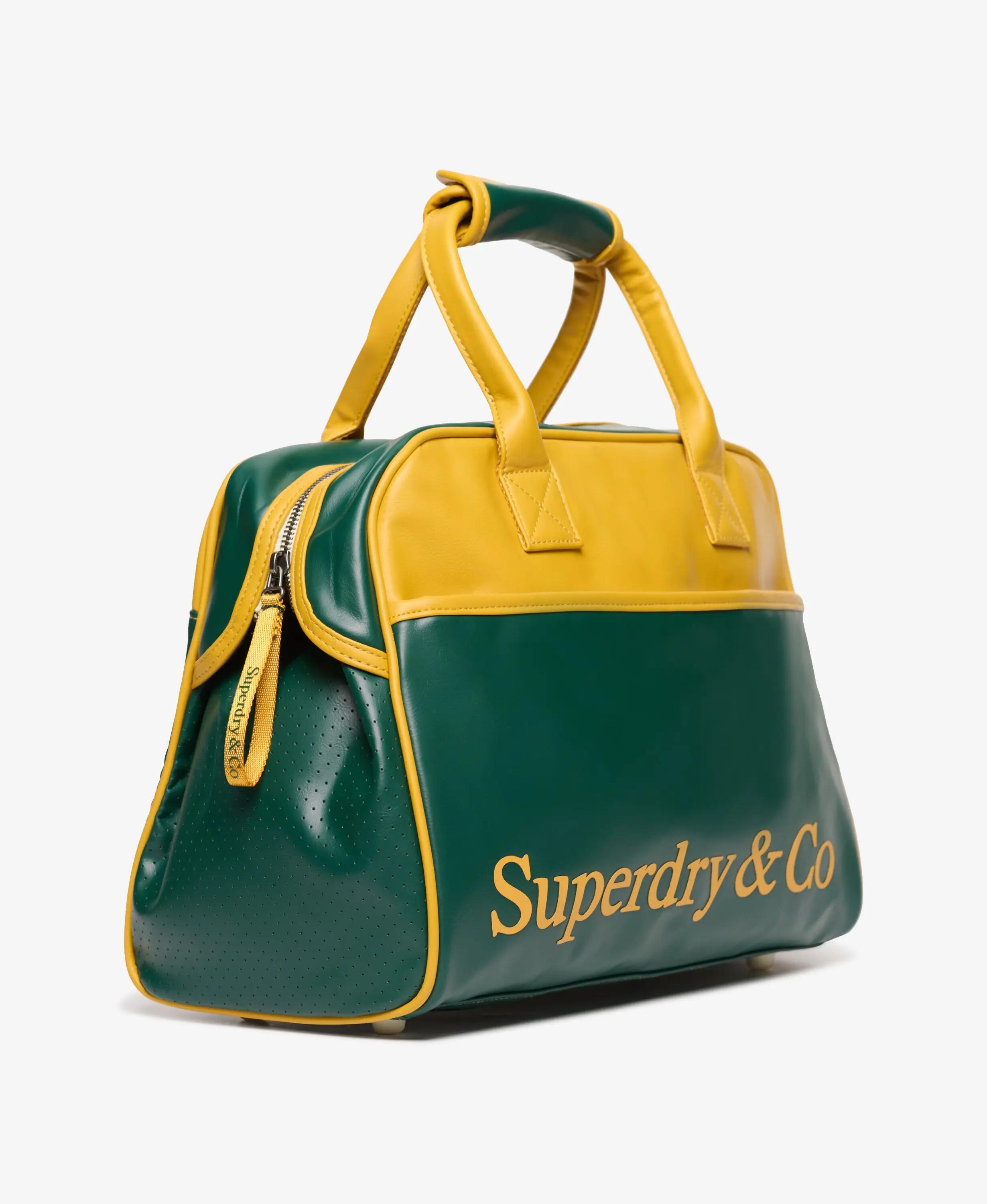 superdry Heritage Retro borsa da palestra in poliestere – Green/Gold 2/6