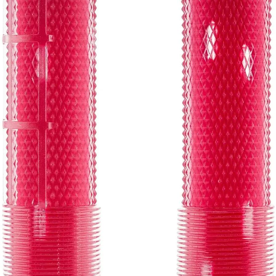 Pair of DMR DeathGrip2 Flangeless Lock-On Handlebar Grips, 135 mm, Red/Transpare