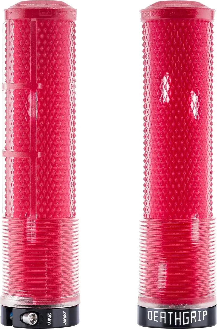 Paire de Grips DMR DeathGrip2 Flangeless Lock-On 135 mm Rouge Transparent 1/1
