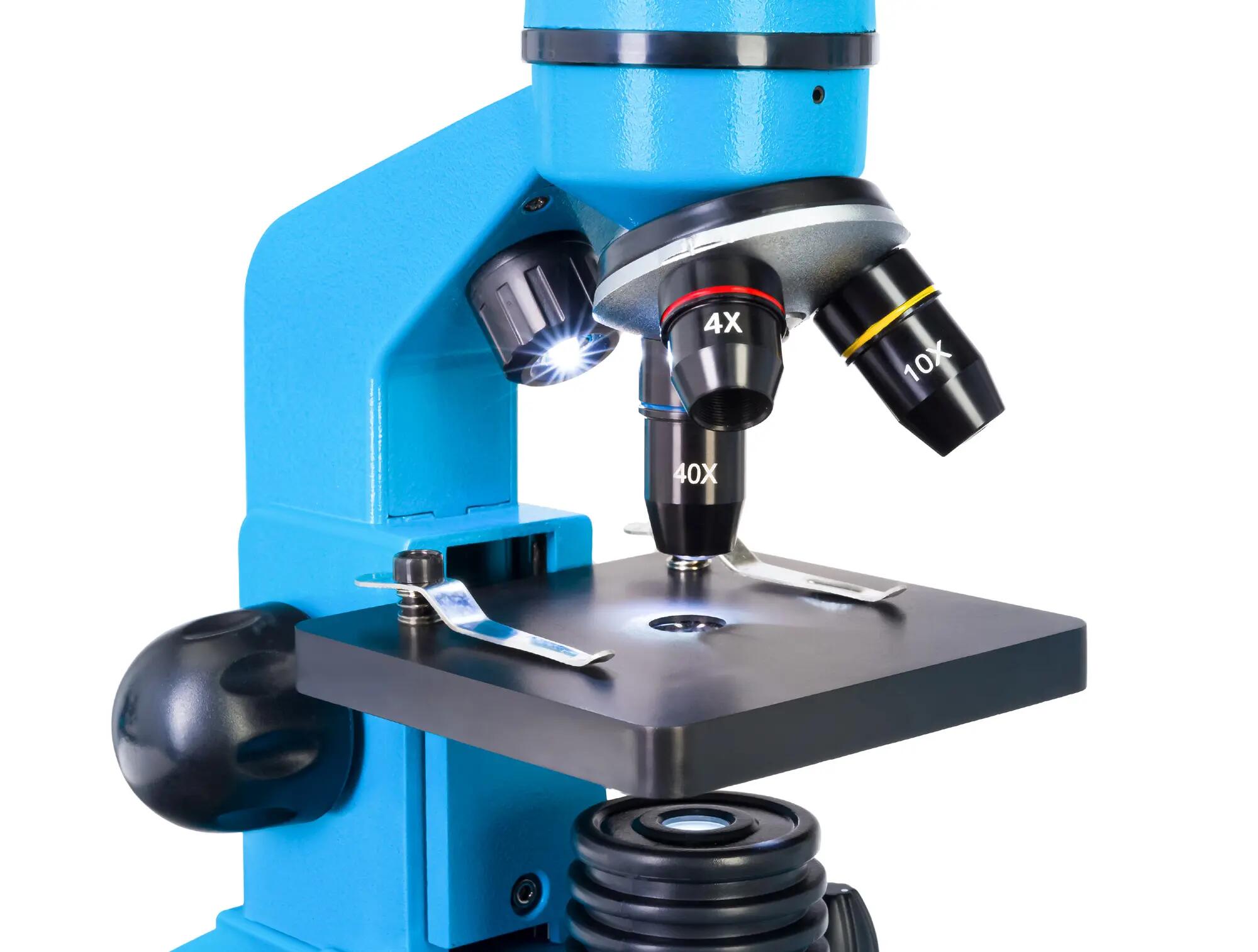 Microscopio Levenhuk Rainbow 2L Azzuro con libro in inglese 10/14