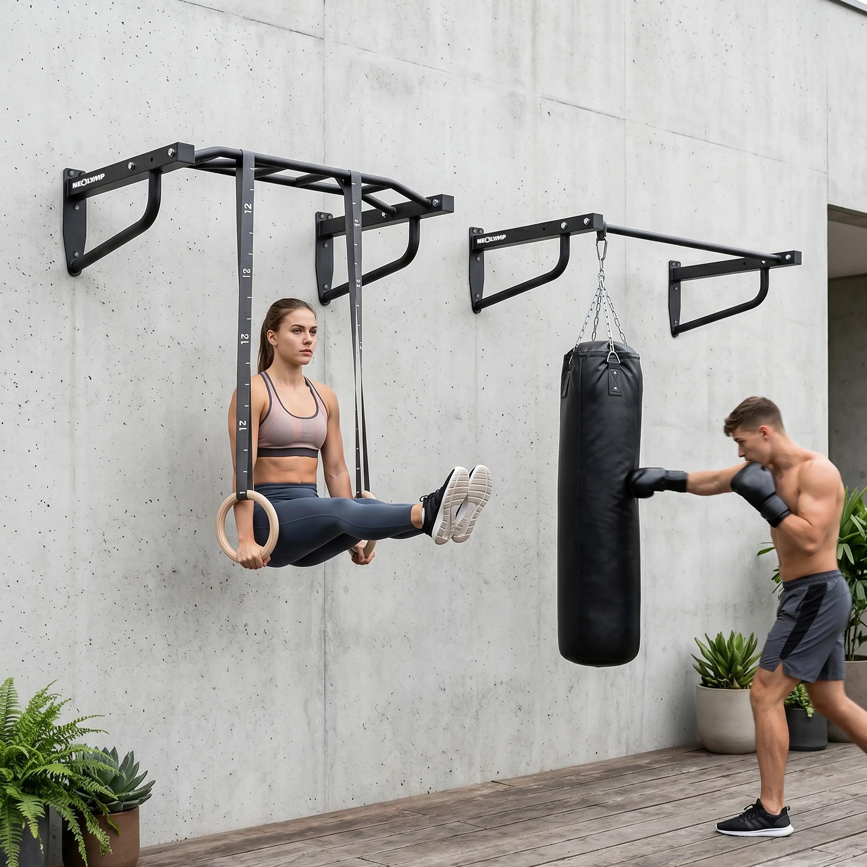Klimmzugstange als Wandmontage mit 2 Stangen für Muscle-Ups und Pull-Ups 7/9