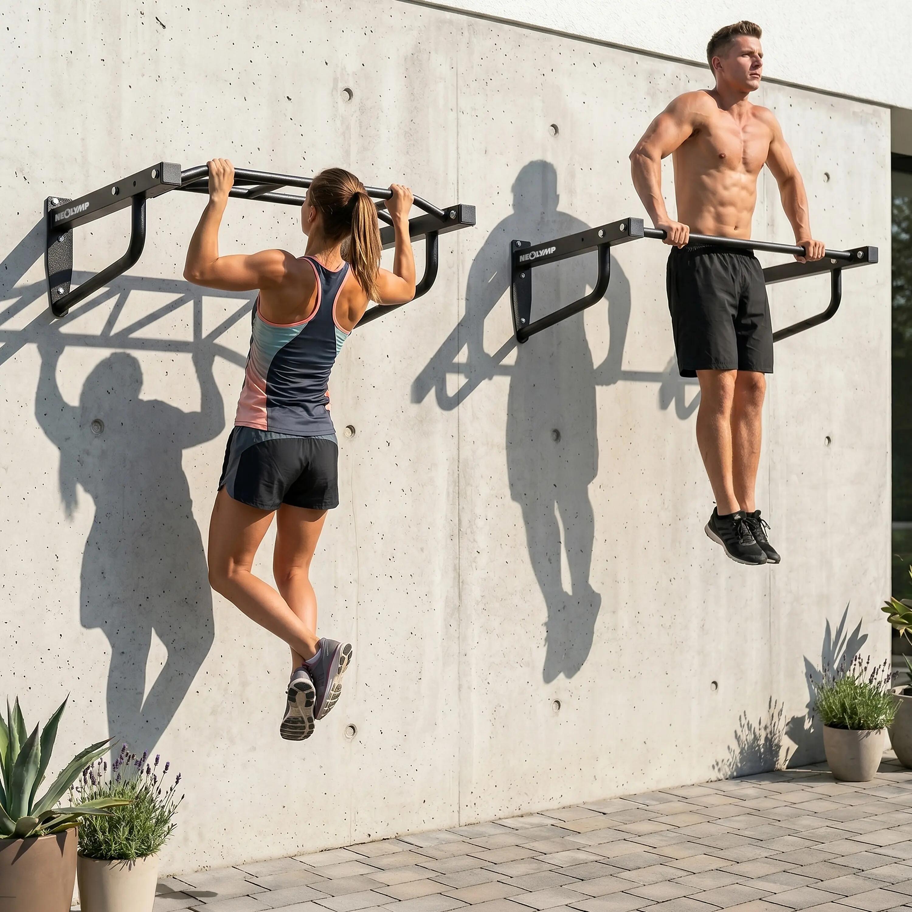 Klimmzugstange als Wandmontage mit 2 Stangen für Muscle-Ups und Pull-Ups 2/9