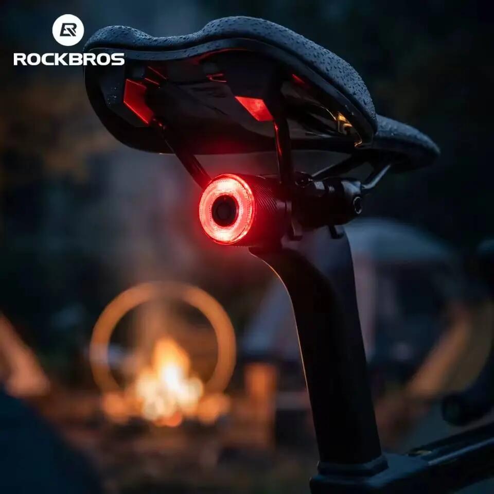 Lampka rowerowa tylna LED USB Kolory RGB na siodło i sztycę, IPX6 Rockbros Q1 2/2
