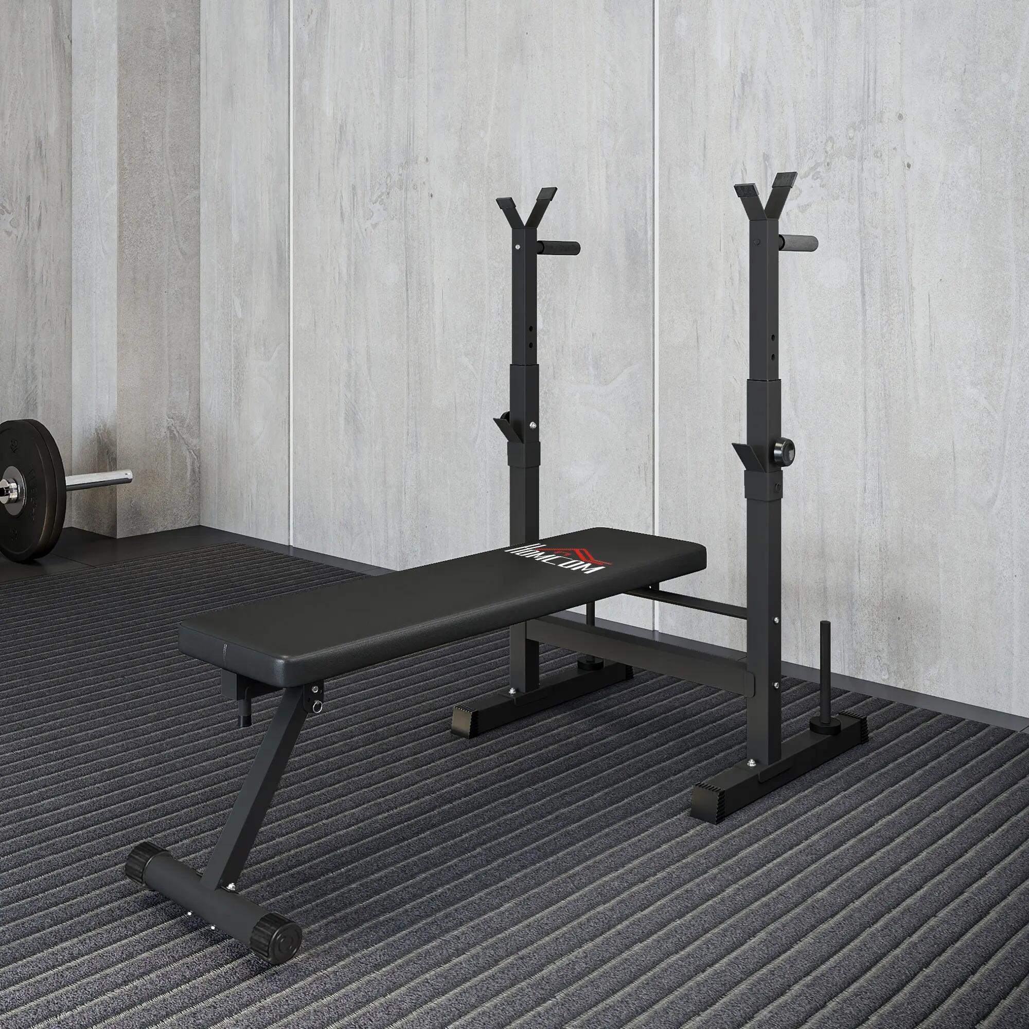 Banc musculation - Fitness - Barre réglable, dips - Noir 4/6