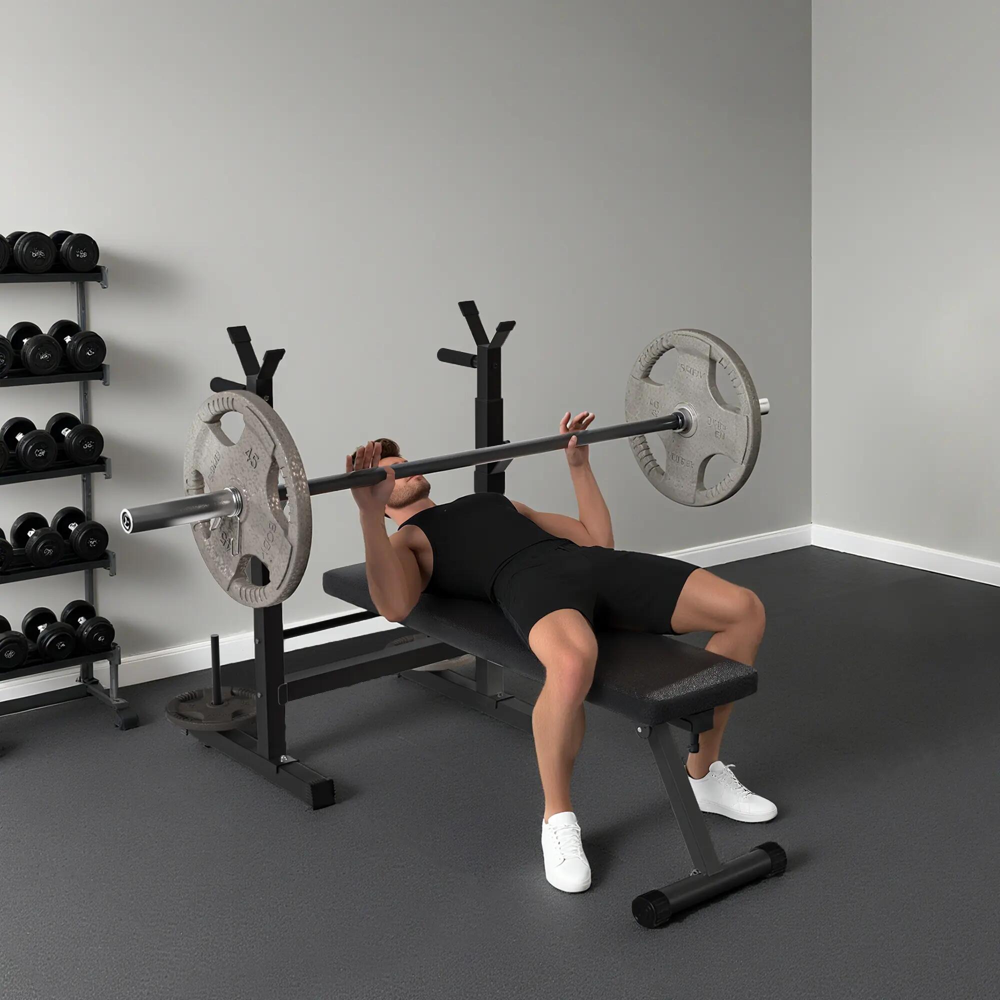 Banc musculation - Fitness - Barre réglable, dips - Noir 3/6