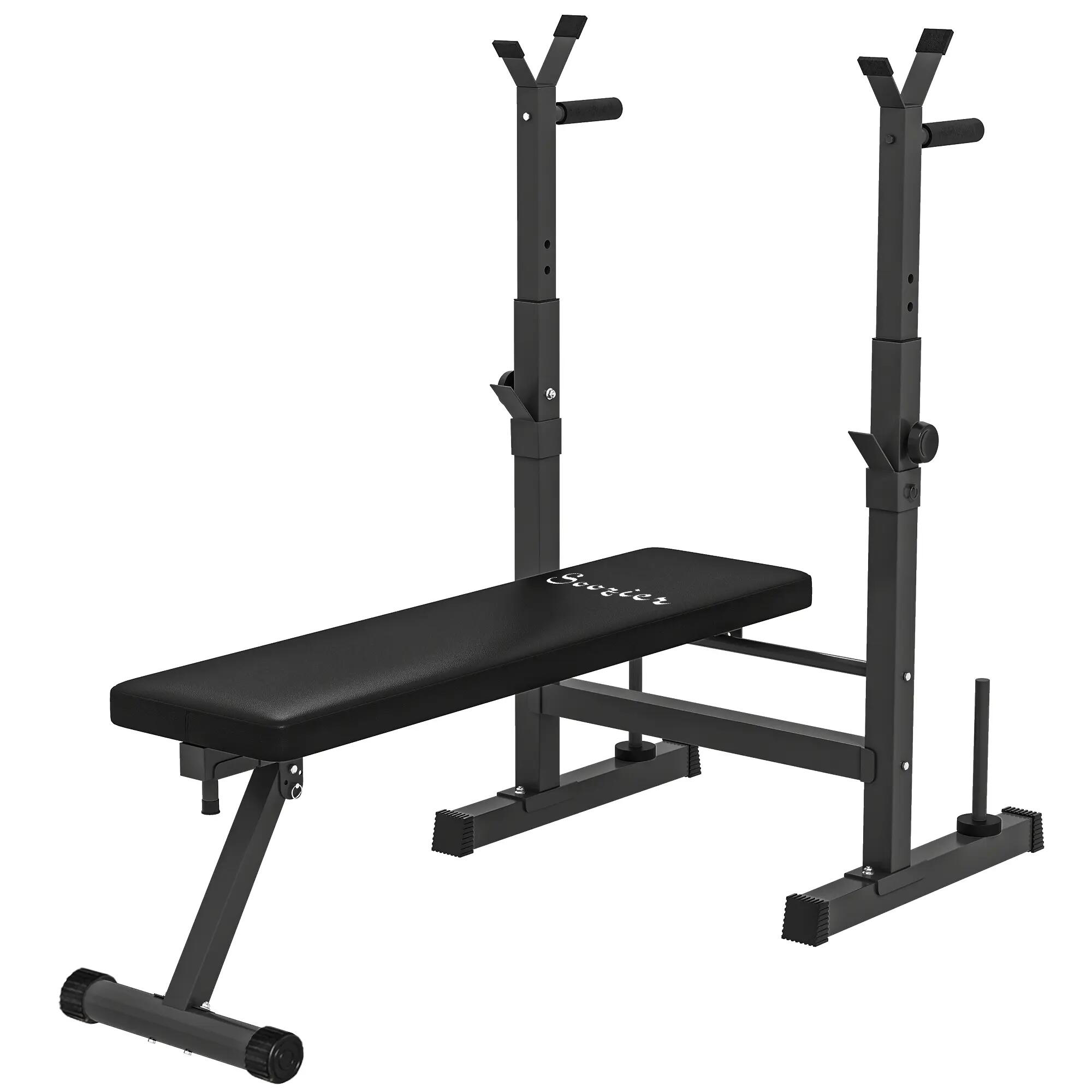 Banc musculation - Fitness - Barre réglable, dips - Noir 2/6