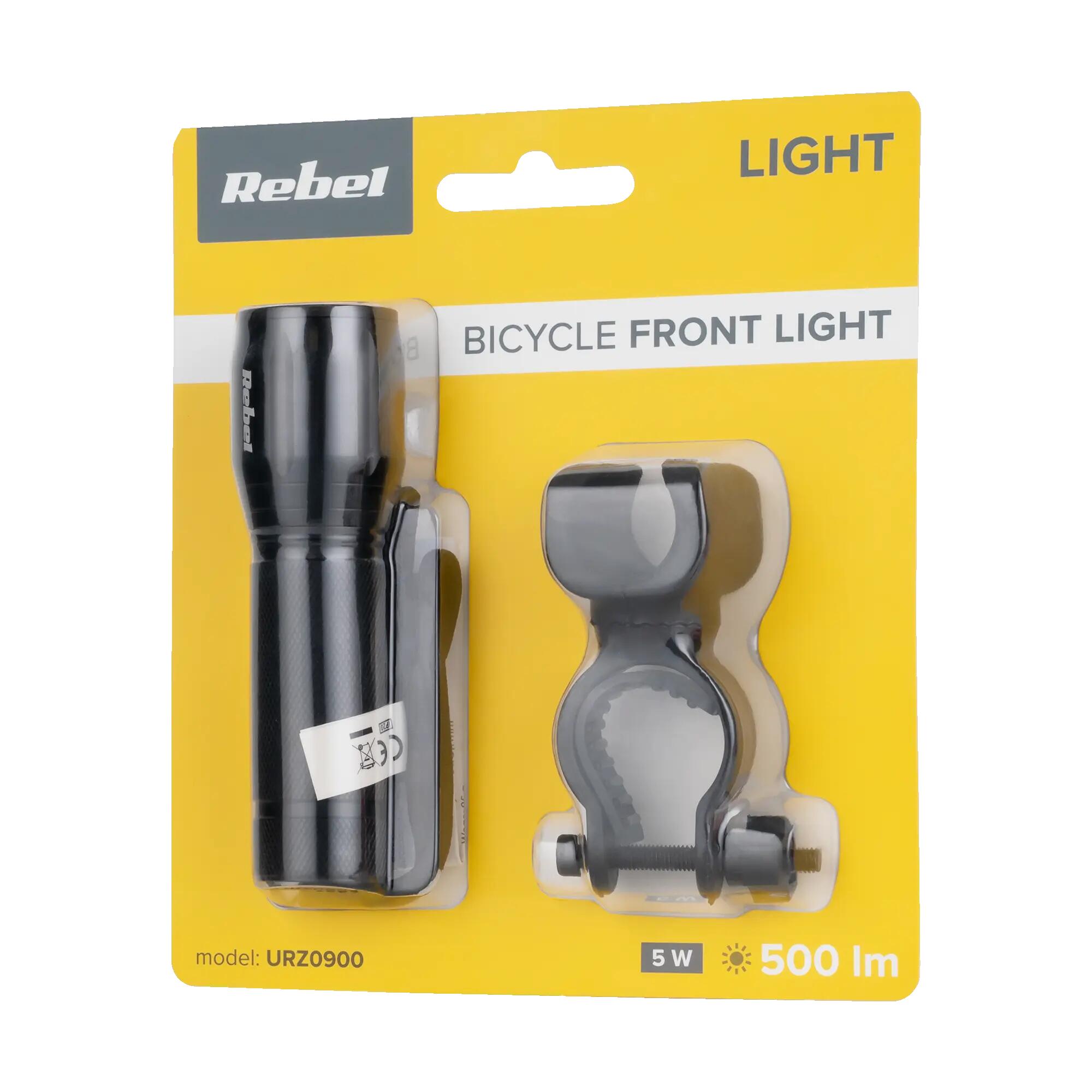 Lampka rowerowa przednia LED 3W 50m 180lm IP20 latarka 3xAAA Rebel 3/4