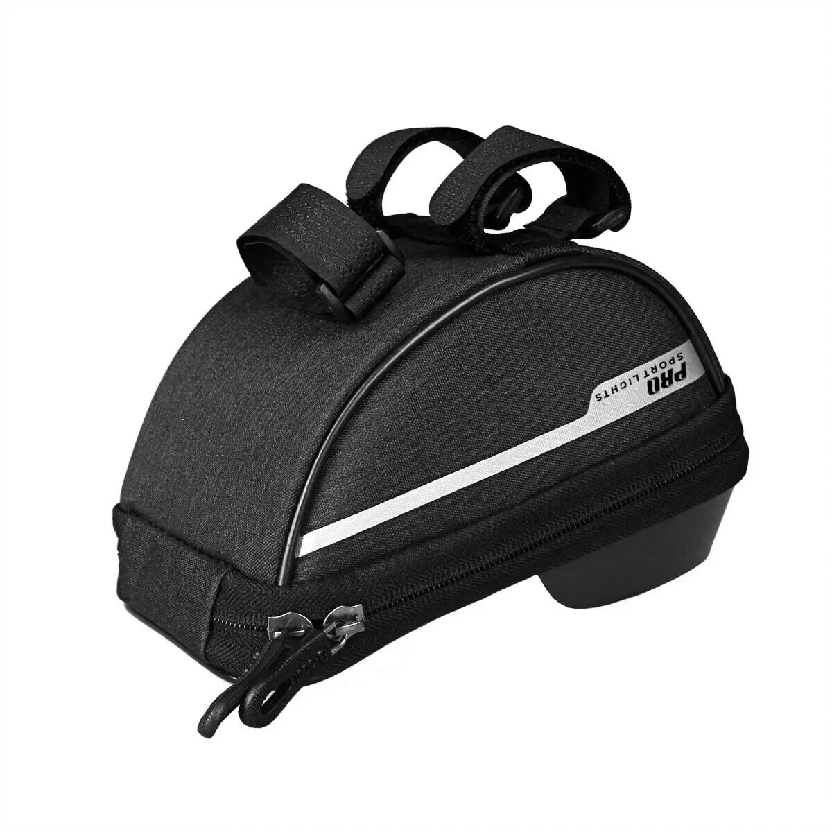 Alforja de manillar para bicicleta desmontable con soporte para el móvil negro 5/10