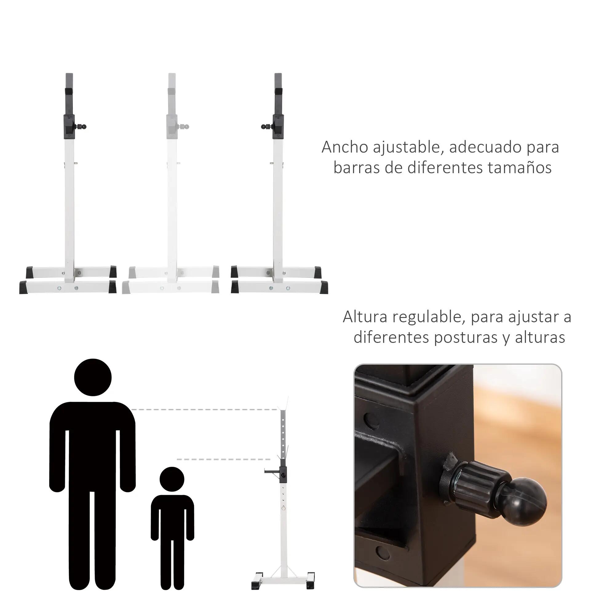 Support barres de musculation - Fitness - Réglable 12 positions - Blanc 6/6