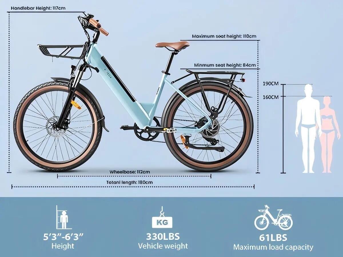 Bicicletta elettrica per adulti KAISDA K601, batteria da 36V 17.4Ah 14/14