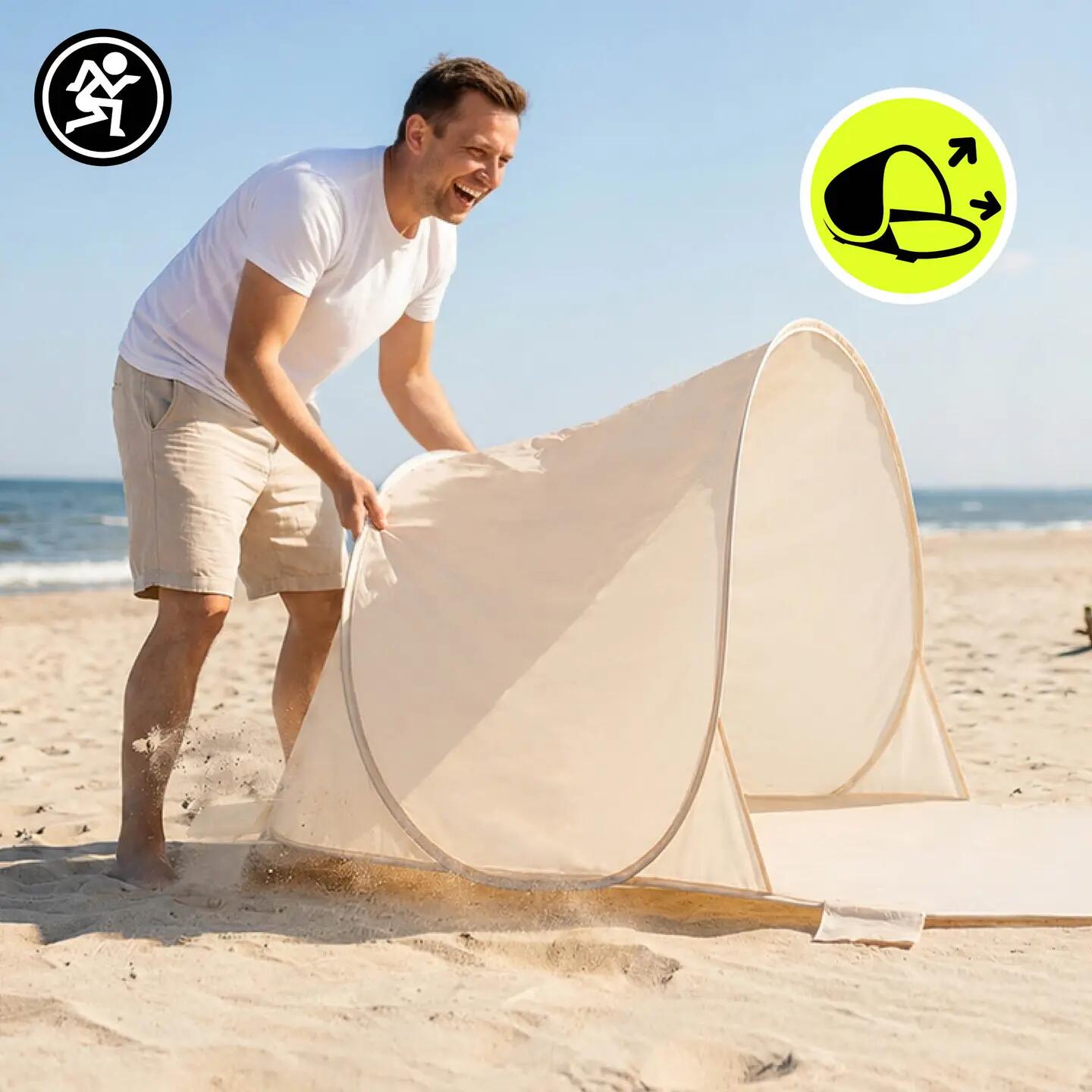 Namiot plażowy samorozkładający 200 × 130 × 90 cm, 0,8 kg z przedłużoną podłogą 3/15