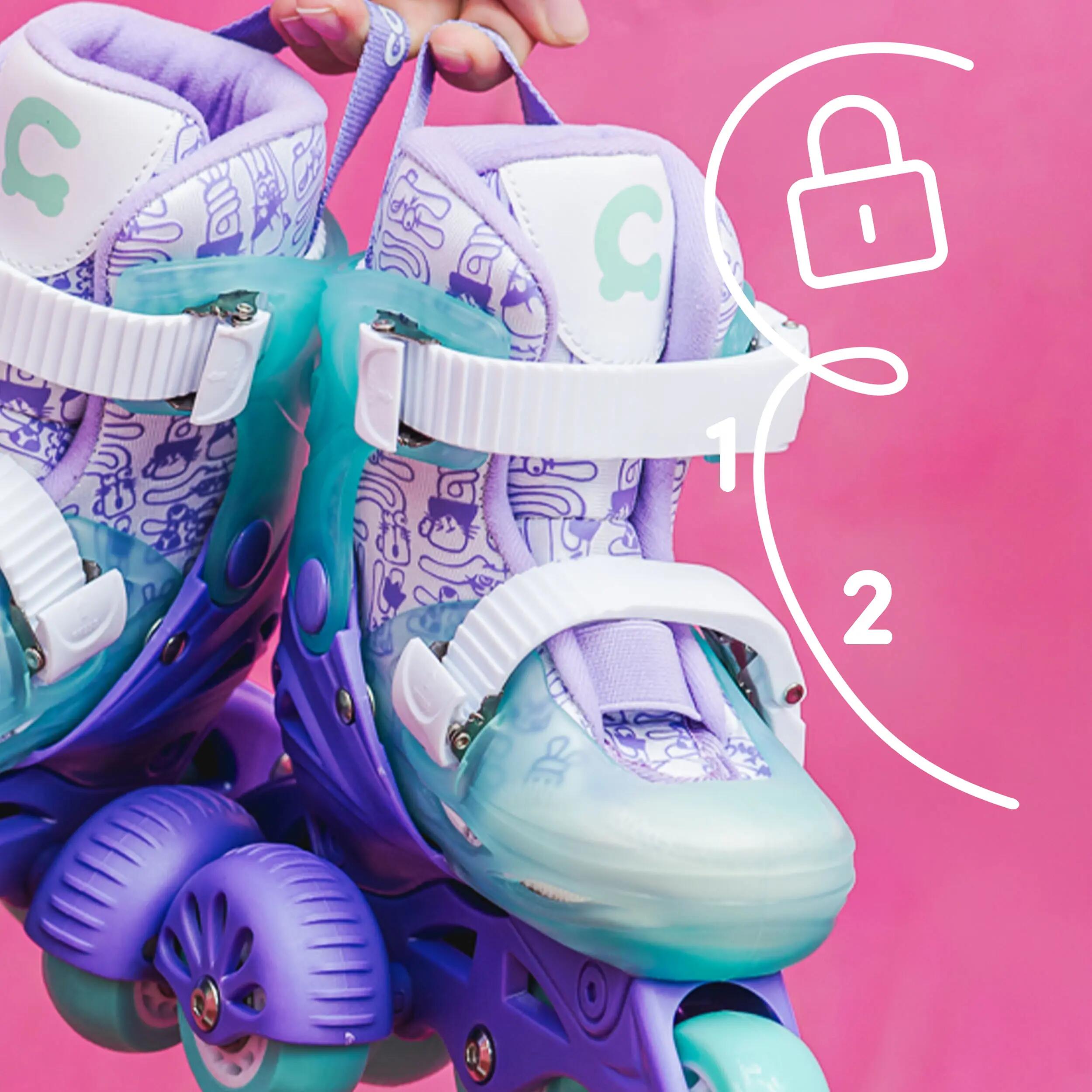 Patins ajustáveis Cariboo Step 1 para crianças - para aprender a patinar, roxo 7/8