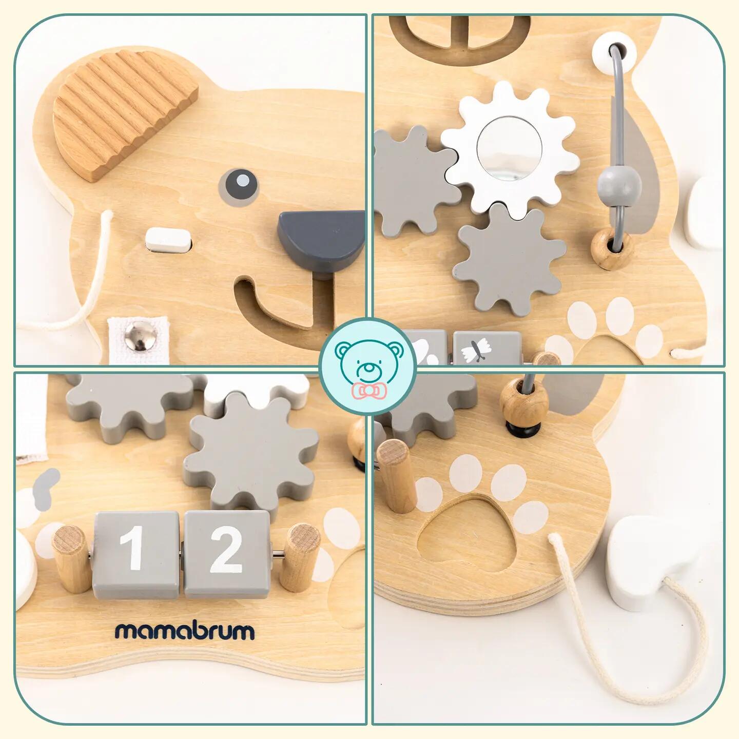 Tablica manipulacyjna dla dzieci drewniana sensoryczna Montessori 10 w 1 9/11