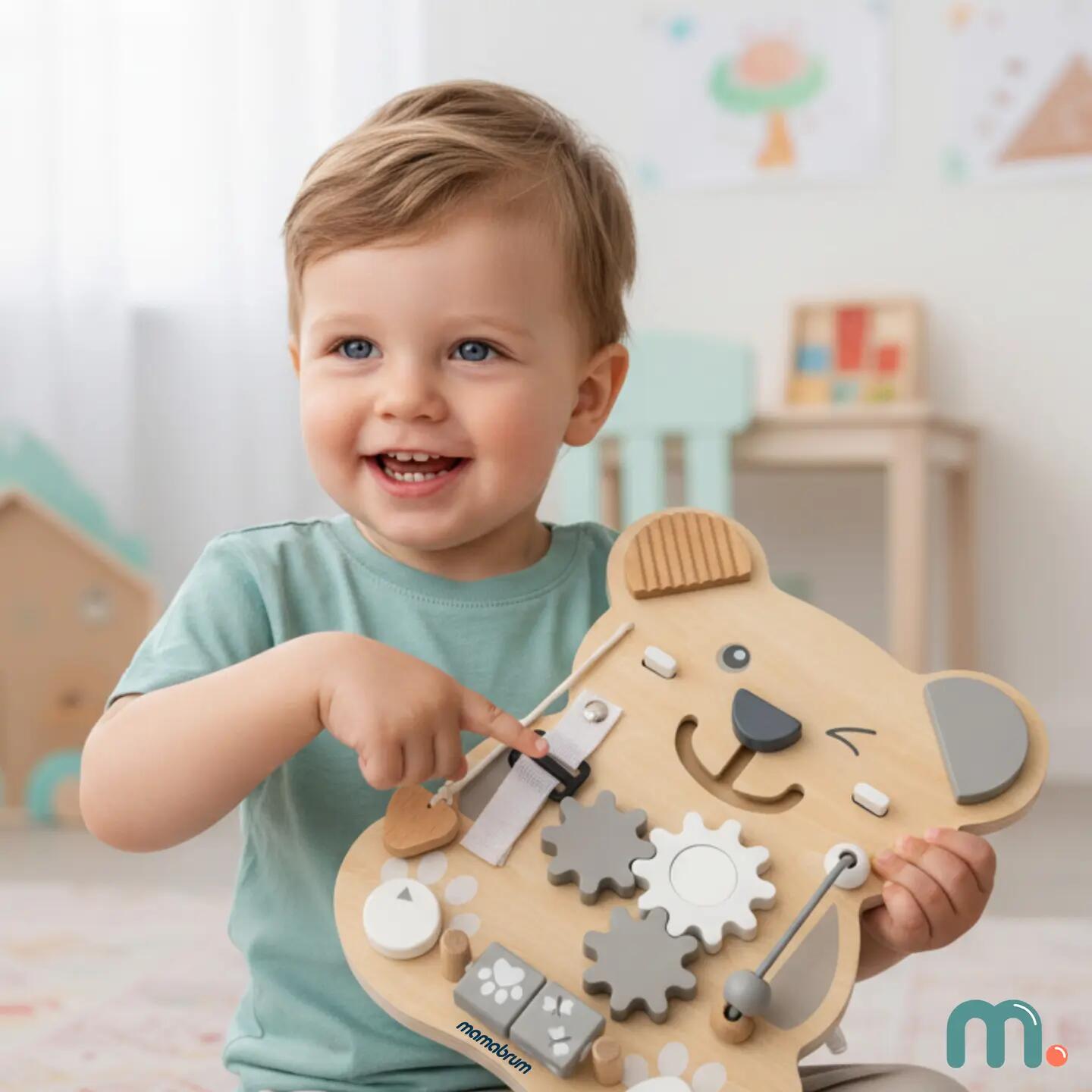 Tablica manipulacyjna dla dzieci drewniana sensoryczna Montessori 10 w 1 7/11