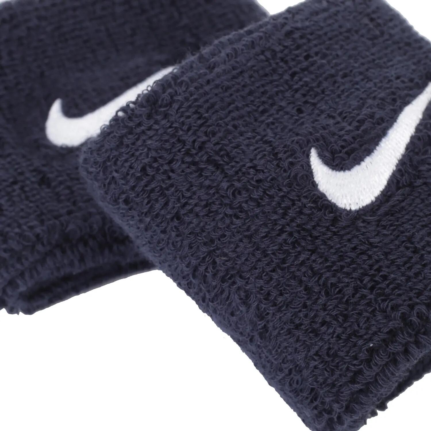 Swoosh Geborduurd Polsbandje (Set van 2) (Marineblauw) 3/3