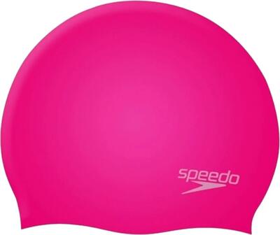 Speedo plain moulded silicone cap - blauw / chroom