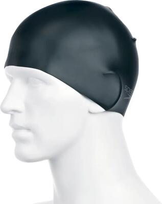 Speedo plain moulded silicone cap - blauw / chroom