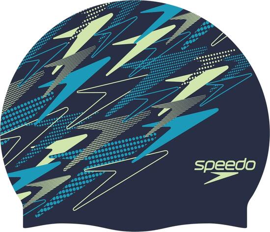 Czepek na basen Speedo granatowy z nadrukiem