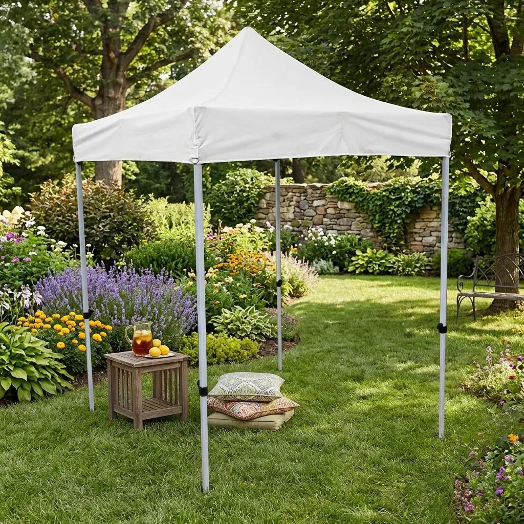 Carpa plegable 2x2m Blanca Nylon para playa, camping o jardín y Eventos. 7/7