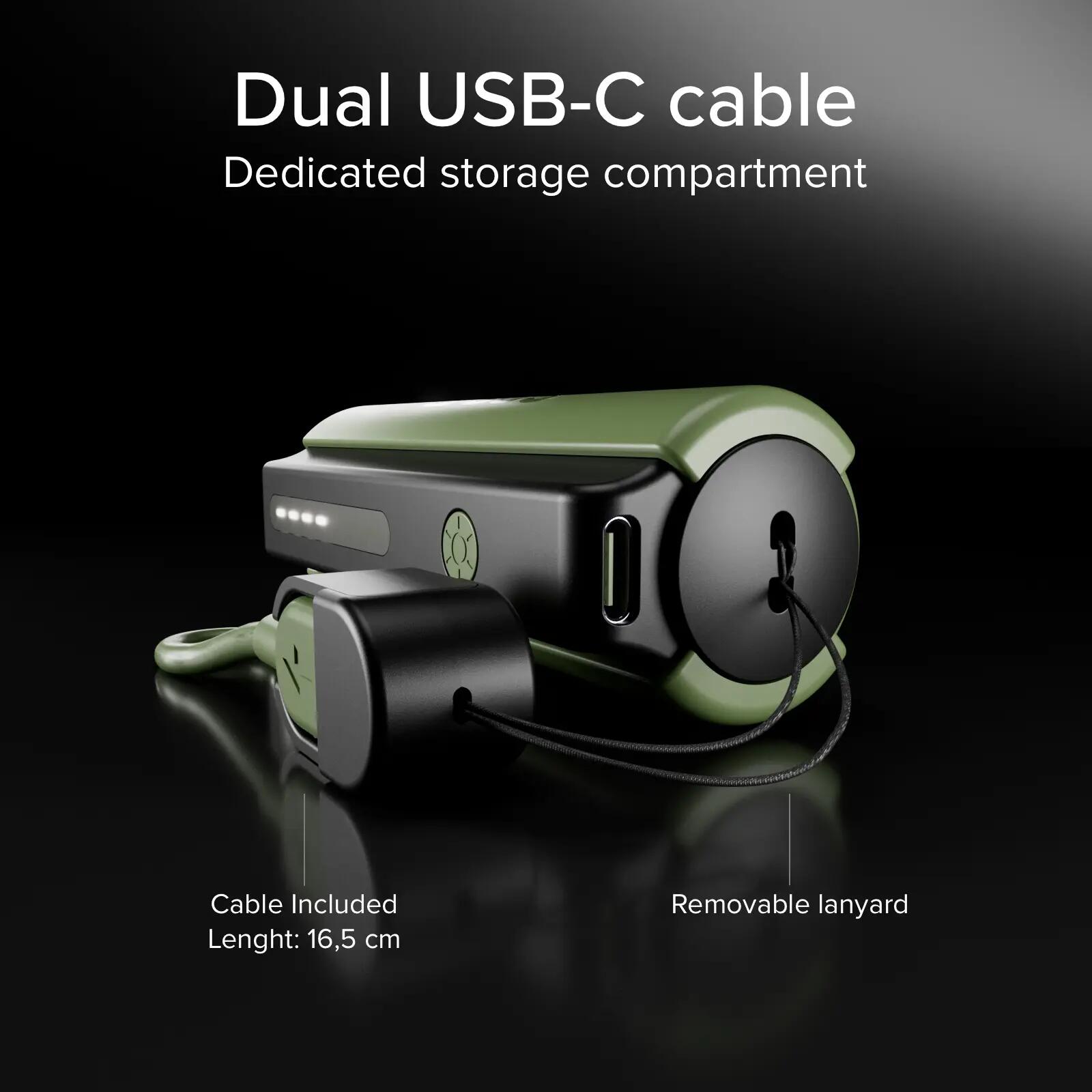 Power Bank 5000mAh con Torcia LED e Cavo USB-C Integrati 6/7