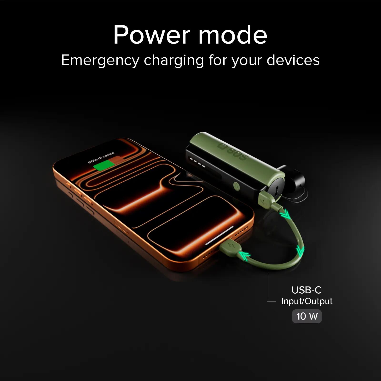 Power Bank 5000mAh con Torcia LED e Cavo USB-C Integrati 4/7