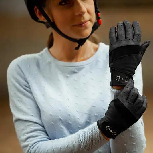 Guanti da equitazione da donna in pelle e rete Horze 4/4