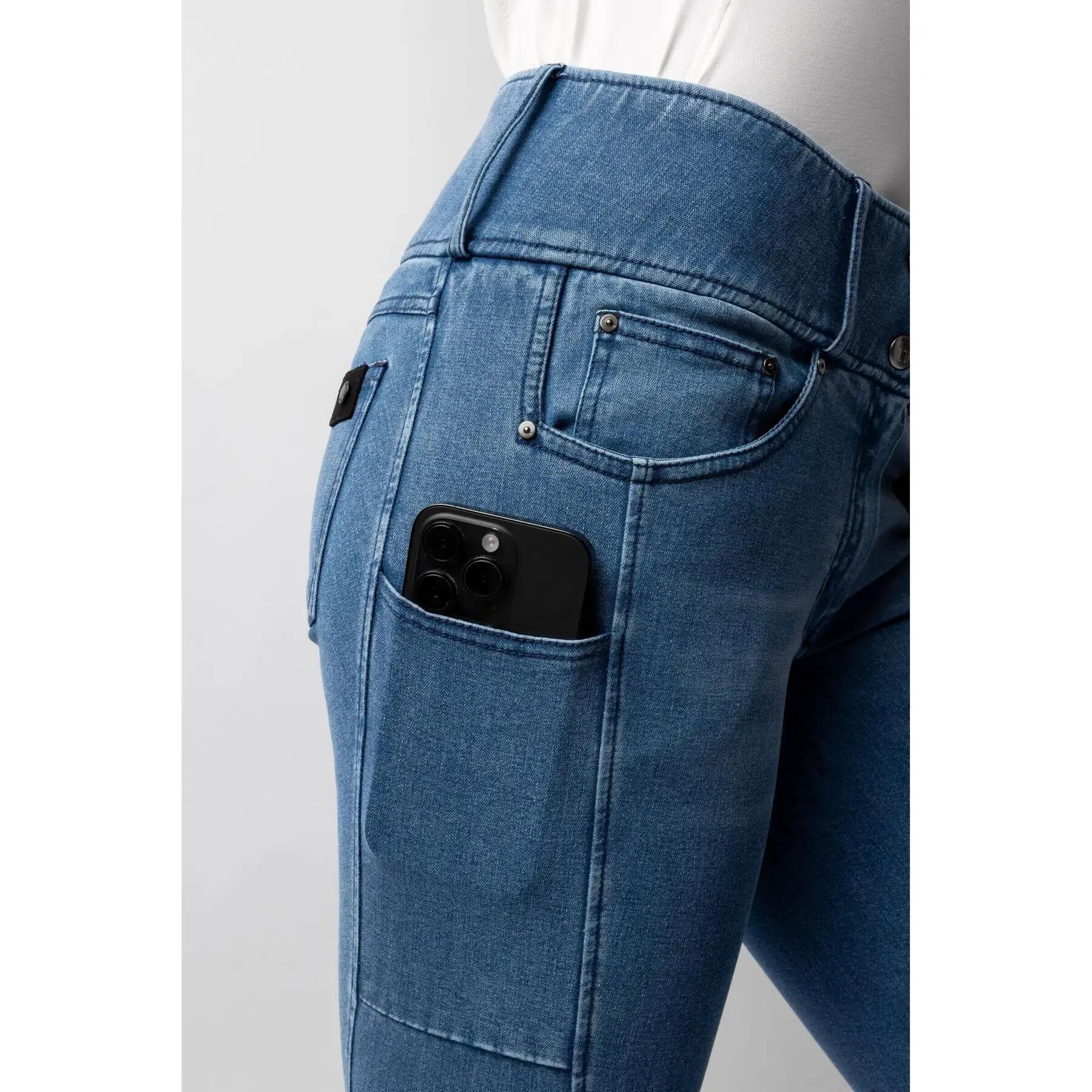 Dames denim rijbroek met full grip Horze Carolyn 7/7